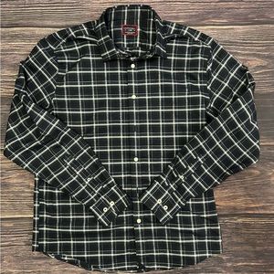 Untuckit Navy Blue and White Soft Button Down- Large